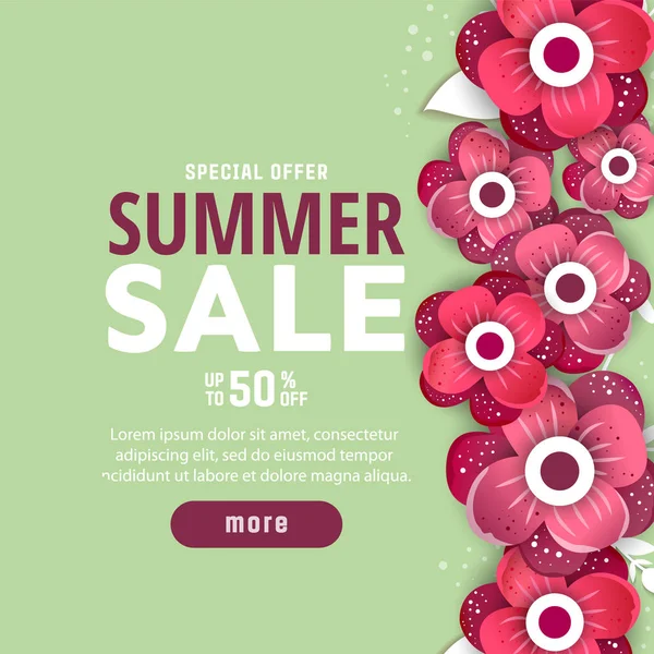 Summer sale background with flowers
