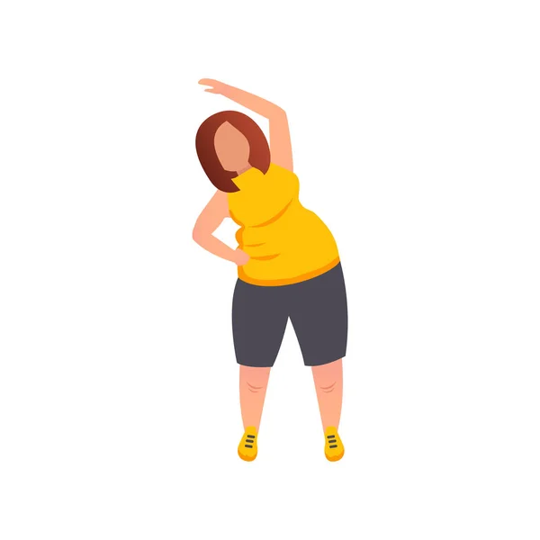 Afslanken en dieet. Jong meisje in sportkleding bezig met oefeningen. — Stockvector