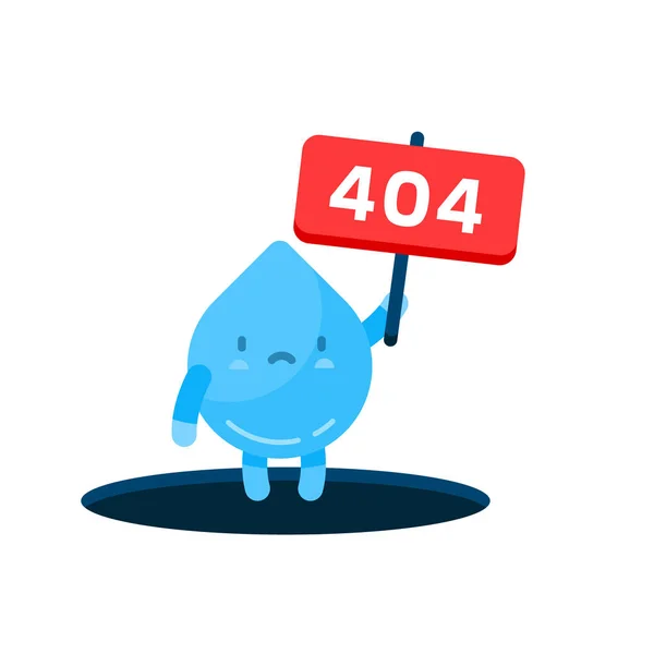 404 pagina di errore non trovata con mano goccia acqua mostra dal foro un messaggio su Pagina non trovata Errore 404 isolato in sfondo bianco — Vettoriale Stock