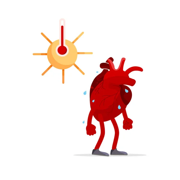 열사병 증상 및 예방. 더운 여름날에 과열 및 보호 방법 중. — 스톡 벡터