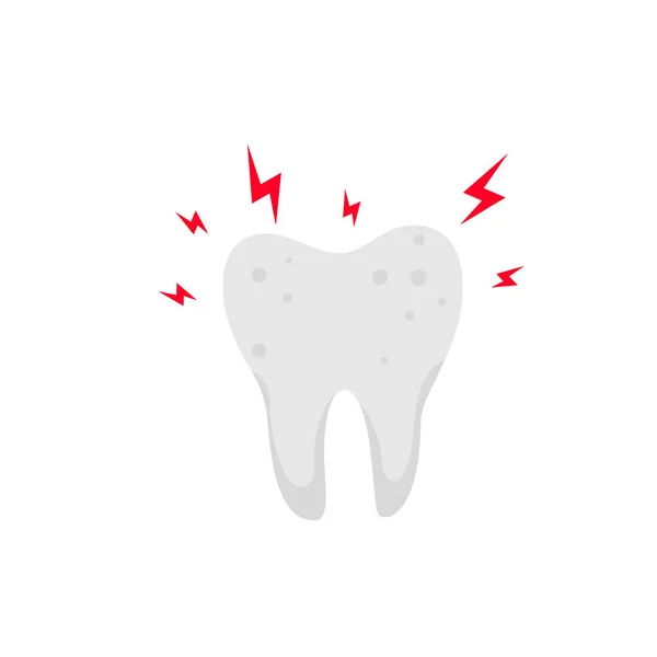 Conceito médico de dor de dente, destruição do esmalte dentário e cárie dentária — Vetor de Stock