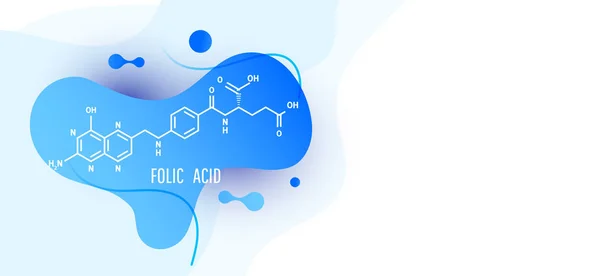 Concept de formules médicales. Les ondes de gradient liquide en plastique forment un élément dynamique coloré à gradient fluide avec de l'acide folique . — Image vectorielle