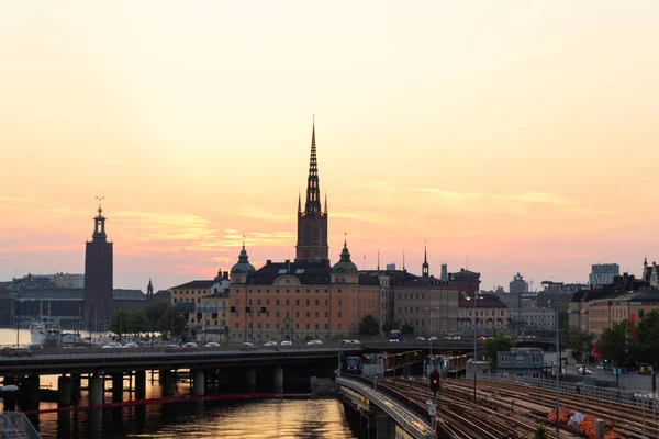 Vista do centro histórico de Estocolmo witn principais locais de interesse — Fotografia de Stock