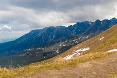 Kasprowy Wierch dağının tepesinden görünüm. Tatry, Polonya.