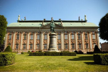 Axel Oxenstierna Anıtı 1890 - İsveç Lord Yüksek Şansölyesi Stockholm eski şehir Asalet Riddarhuset Evi önünde.