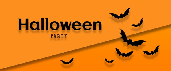 Fondo de vacaciones de Halloween con murciélagos volando sobre fondo naranja. Concepto de Halloween. Puesta plana — Foto de Stock