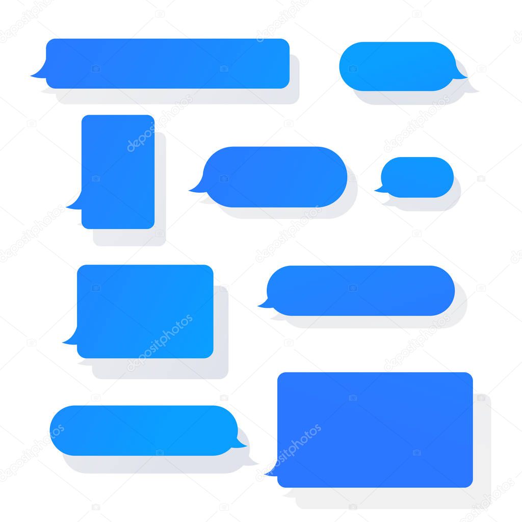 Chat messages notification vector illustration, flat cartoon sms bubbles for mobile chatting