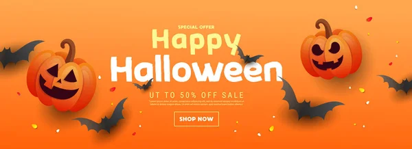 Halloween försäljning banner, part inbjudan koncept bakgrund. — Stock vektor