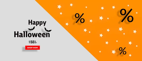 Happy Halloween Party inbjudan eller försäljning banners bakgrund med papper fladdermöss på orange — Stockfoto