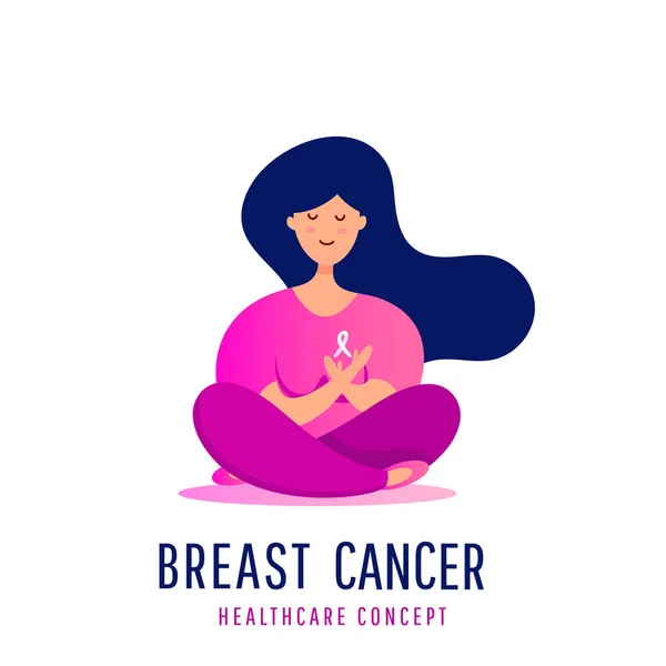 Bright Brest Cancer medical banner. Support girl breast cancer awareness background — Stock Vector