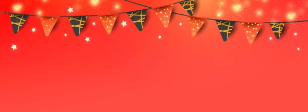 Éléments décoratifs de Noël ou du Nouvel An pour la décoration de bannière sur fond rouge — Image vectorielle