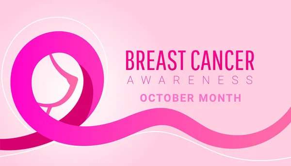 Campagna di sensibilizzazione sul cancro al seno sfondo con nastro rosa simbolo e spazio per il testo — Vettoriale Stock