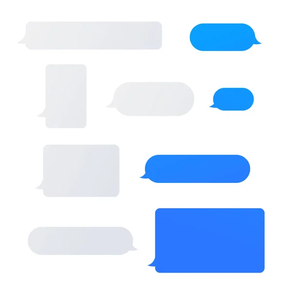 Chat berichten melding vector illustratie, platte cartoon SMS bubbels voor mobiele chatten — Stockvector