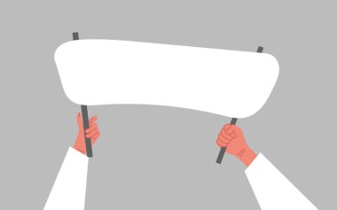 Boş afiş ya da protesto işareti olan insanların el illüstrasyonları.