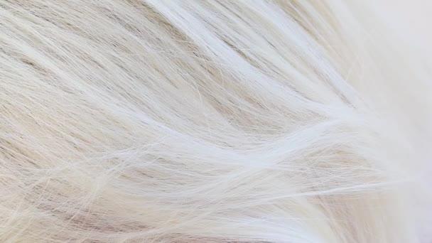 Крупним планом вид ззаду блондинки волосся ніжний рух в повітрі в повільному русі — стокове відео