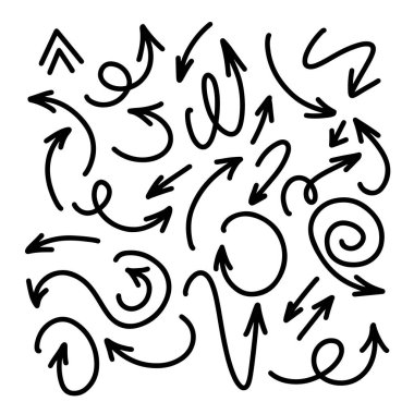 El çizimi siyah karalama okları. Vektör çizimi. Beyaz arkaplanda izole