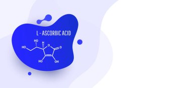 C vitamini, L askorbik asit formülü, beyaz arkaplanda izole edilmiş vektör illüstrasyonu