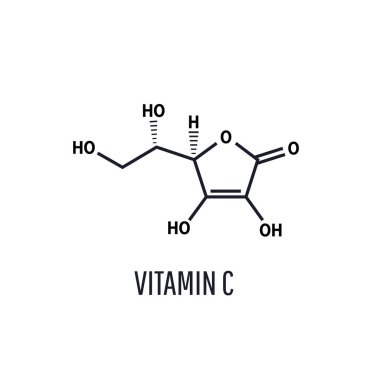 C vitamini iskelet formülü, vektör çizimi