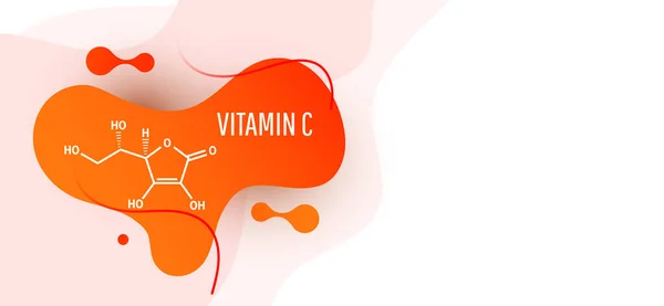 Chemické vzorce a kyselina askorbová vitamin C izolované na bílém pozadí, vektorové ilustrace — Stockový vektor