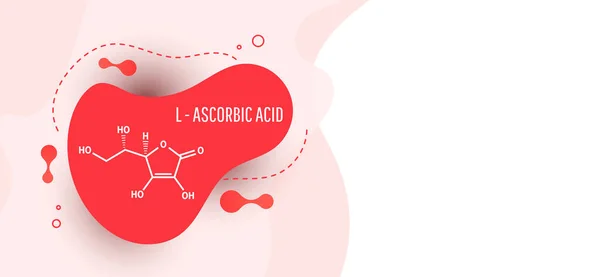 Fórmula química estructural del ácido ascórbico L aislado sobre fondo blanco, ilustración vectorial. Concepto médico — Vector de stock