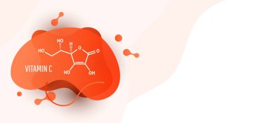 C vitamini, beyaz zemin üzerinde sıvı formunda askarbik asit kimyasal formülü.
