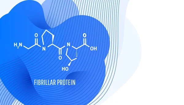 Τύπος της χημικής δομής κολλαγόνου είναι μια ινώδης πρωτεΐνη που αποτελεί τη βάση του συνδετικού ιστού του σώματος — Διανυσματικό Αρχείο