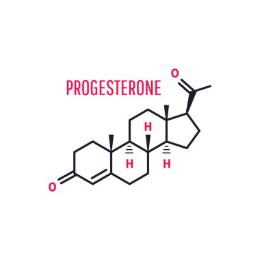 Progesterone female sex hormone skeletal chemical formula on white background. Vector illustration clipart