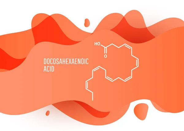 Docosahexaensyra, DHA, dokonexent, cervonsyramolekyl. Skelettkemisk formel. Vektorillustration — Stock vektor