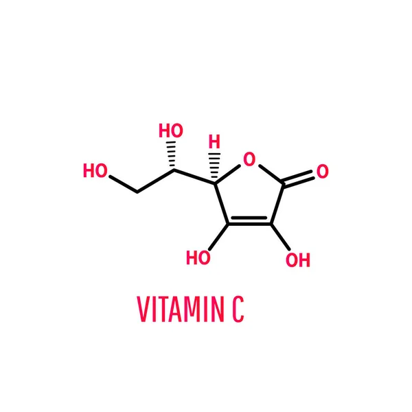 Fórmula química de vitamina C. Ilustração vetorial — Vetor de Stock