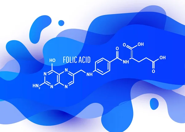 Molécula de ácido fólico da vitamina B9. Fórmula esquelética —  Vetores de Stock