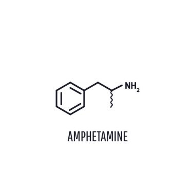 Amphetamine medical chemical formula of dangerous narcotic drug on white background clipart