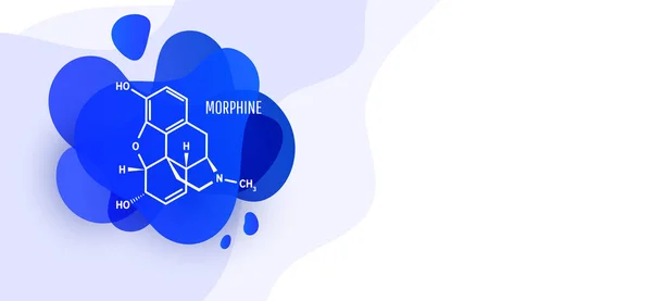 Химическая формула морфина, алкалоид опиума с голубой жидкостью на белом фоне — стоковый вектор