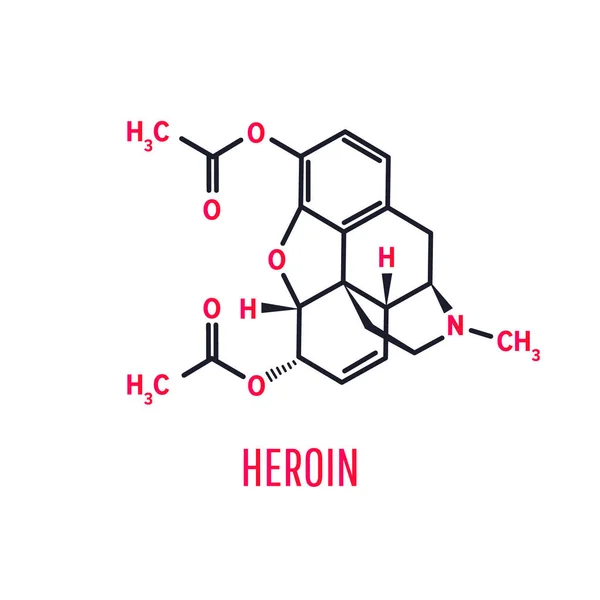 Heroin, Diacetylmorphin auf weißem Hintergrund — Stockvektor