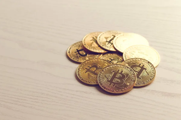 Moneta Oro Bitcoin Concetto Criptovaluta Contesto Della Valuta Virtuale — Foto Stock