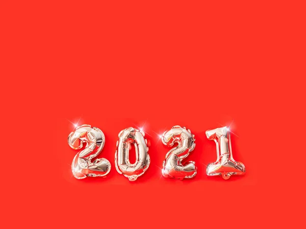 Felice Anno Nuovo 2021 Celebrazione Palloncini Lamina Oro Numero 2021 — Foto Stock