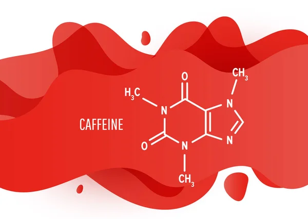 Caffeine Structural Chemical Formula Red Liquid Fluid Gradient Shape Copy — Stock Vector