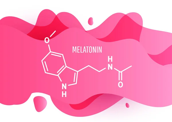 Melatonine Structurele Chemische Formule Met Roze Vloeibare Vloeistof Gradiënt Vorm — Stockvector