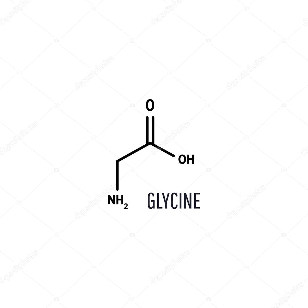 Glycine structural chemical formula with copy space on white background