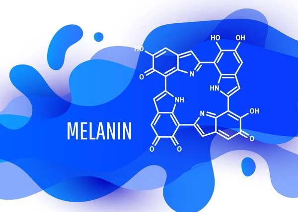 Melanin Yapısal Kimyasal Formülü Mavi Sıvı Gradyan Şekli Beyaz Arkaplanda — Stok Vektör