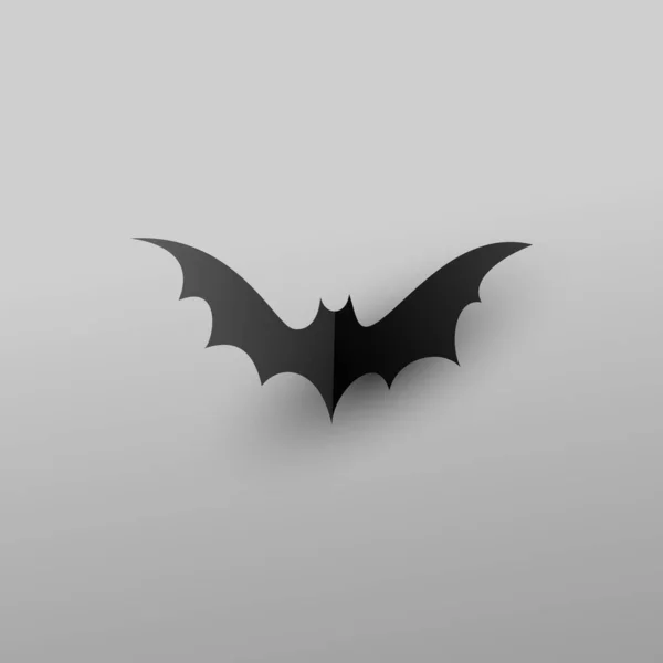 Halloween hand tekening zwarte vleermuis met schaduw geïsoleerd op witte achtergrond. Vleermuizen silhouetten. . Vectorillustratie. — Stockvector