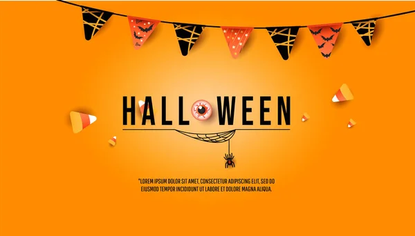 Banner Halloween Concepto Invitación Fiestas Decoración Creativa Moda Con Guirnalda — Archivo Imágenes Vectoriales