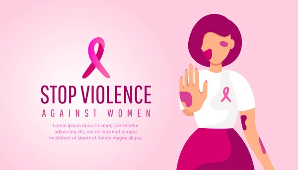 Arrêtez Violence Contre Les Femmes Jeune Fille Avec Des Ecchymoses — Image vectorielle