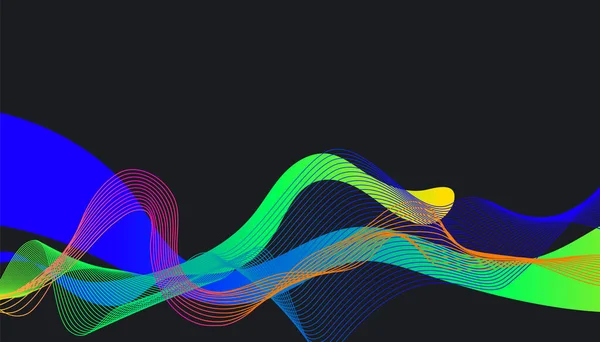 Glühende Abstrakte Fließende Linie Wellen Kurven Hintergrunddesign — Stockvektor