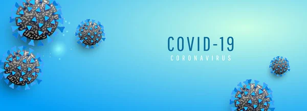 Coronavirus Covid Banner Malattia Pericolosa Delle Cellule Molecolari Con Copyspace — Vettoriale Stock
