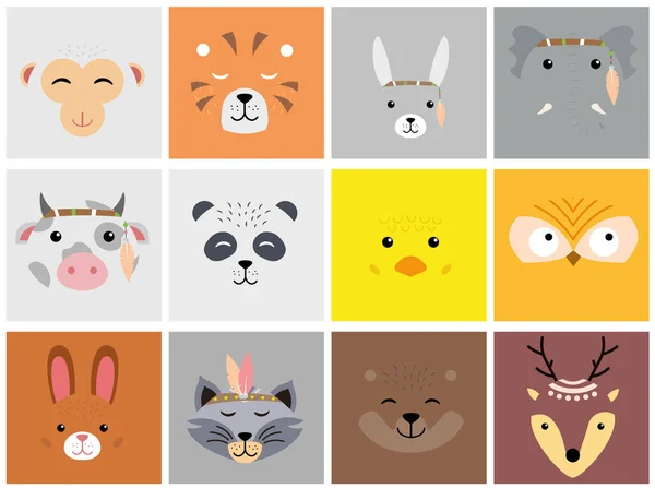 Sevimli hayvan yüzleri. 