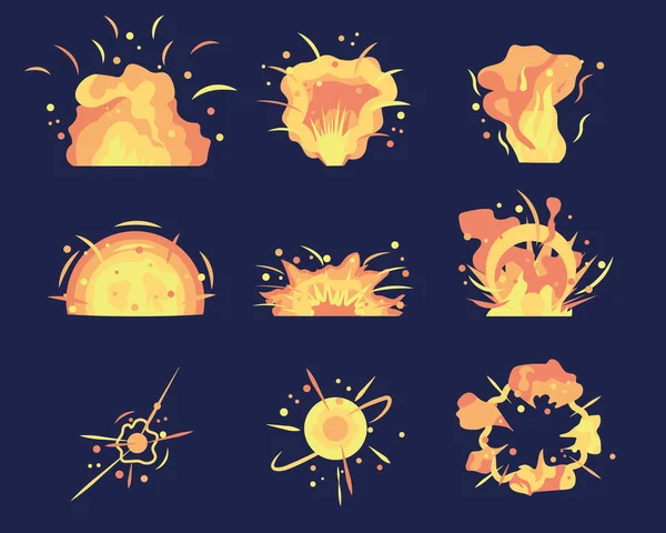 Bombenexplosion mit Karikatur. — Stockvektor