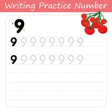 Dokuz numaralı yazma alıştırması.