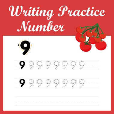 Dokuz numaralı yazma alıştırması.