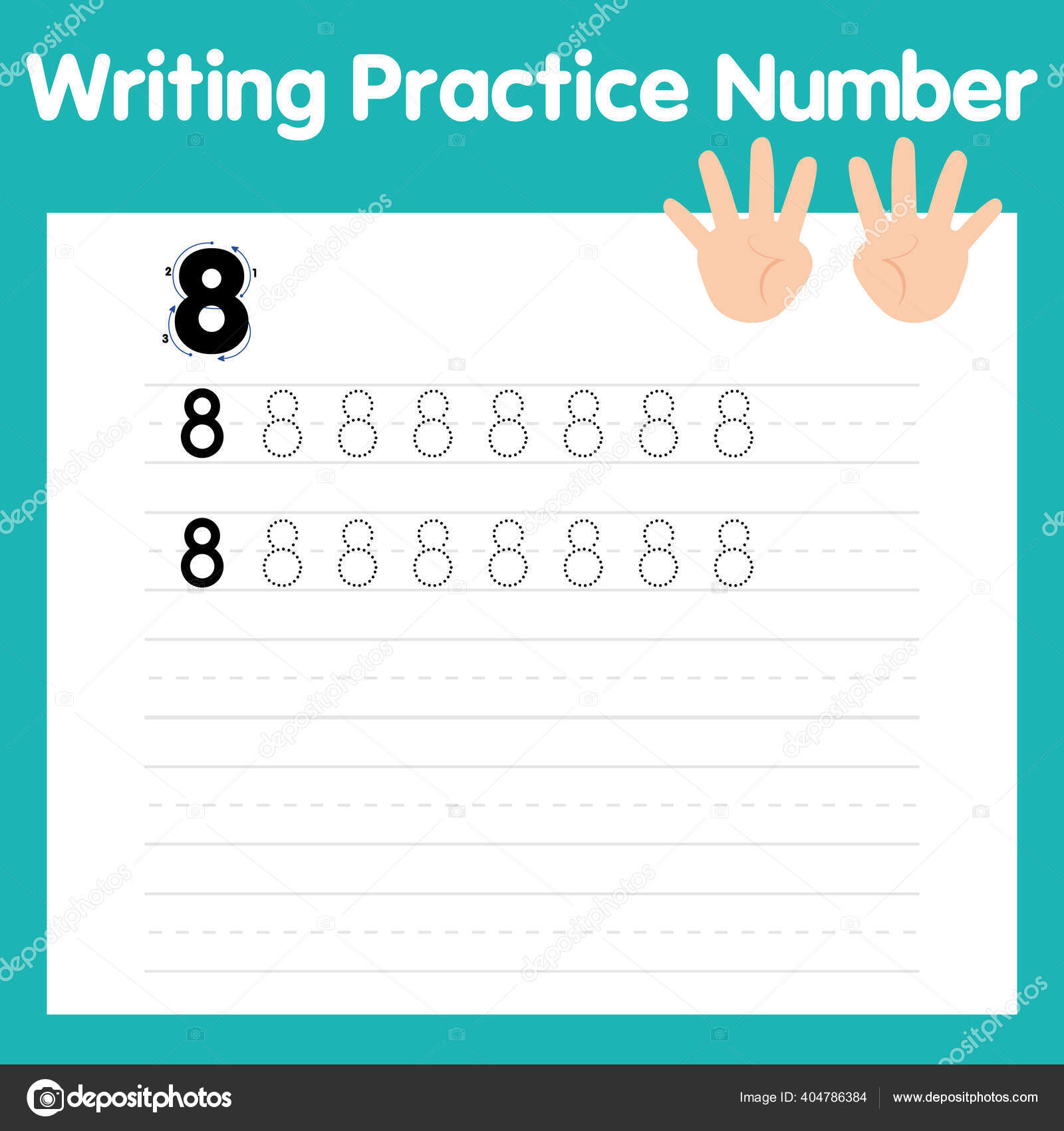 Writing practice number eight Stock Vector Image by ©fiestachka