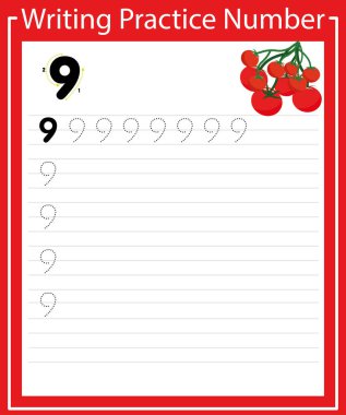 Dokuz numaralı yazma alıştırması.